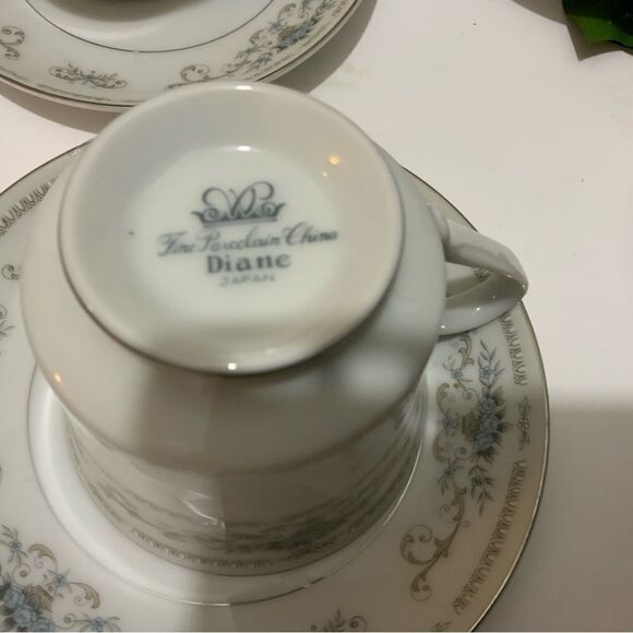 Set of 4 Diane by Wade Japan Fine Porcelain China Coffee, Tea Cups & Saucers B7 - Picture 5 of 5